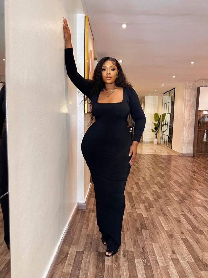 Plain Essential Bodycon Dress -Black - Image 3