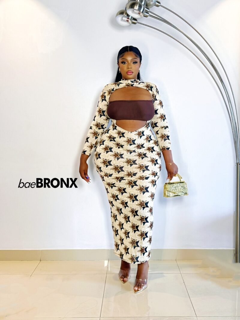 Melanin Star Balsy Gown - Brown Combo