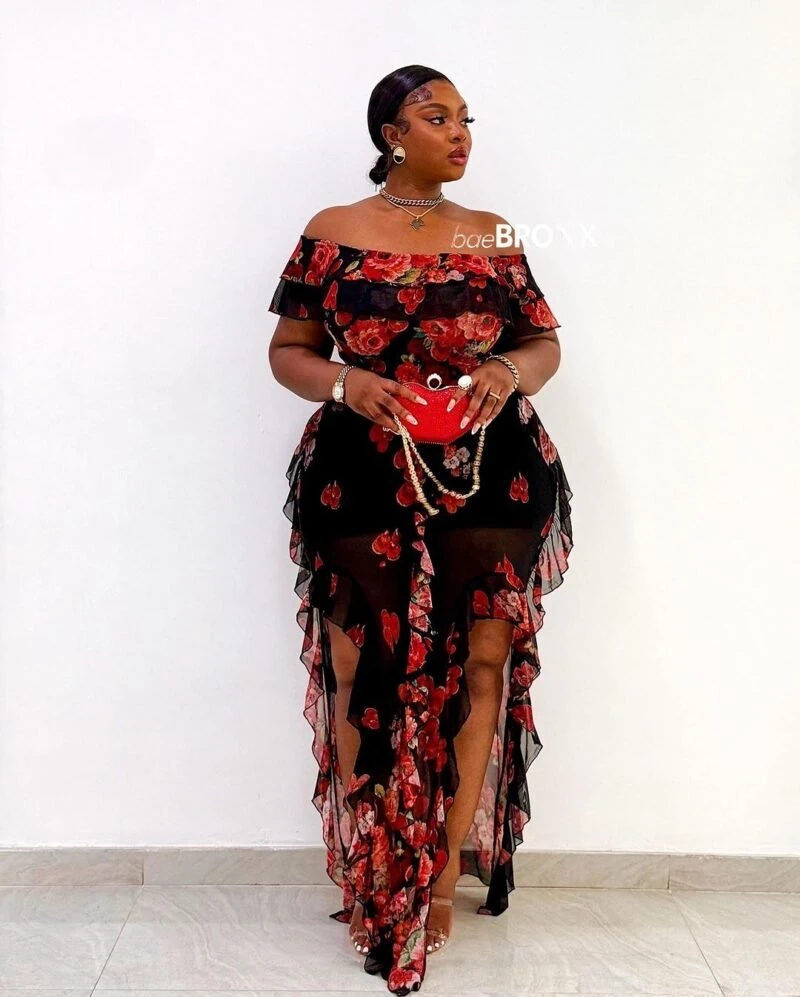 Black rose flower gown