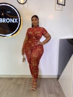 ANNA NICOLE RED GARDEN JUMPSUIT