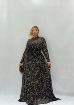 Theresa Black Maxi Flowing Gown(WITH INNER)