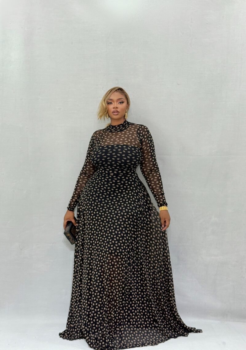 Theresa Black Maxi Flowing Gown(WITHOUT INNER)