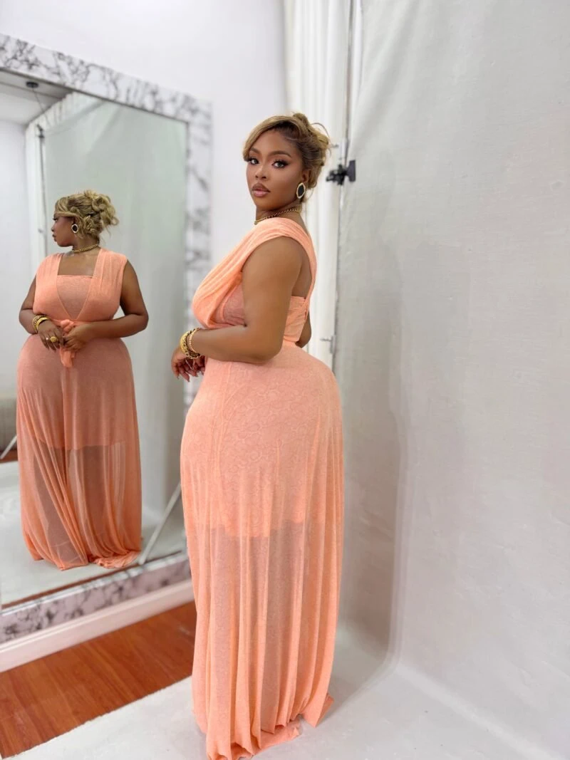 The Elegant Lady Maxi Dress(CORAL ORANGE) - Image 2
