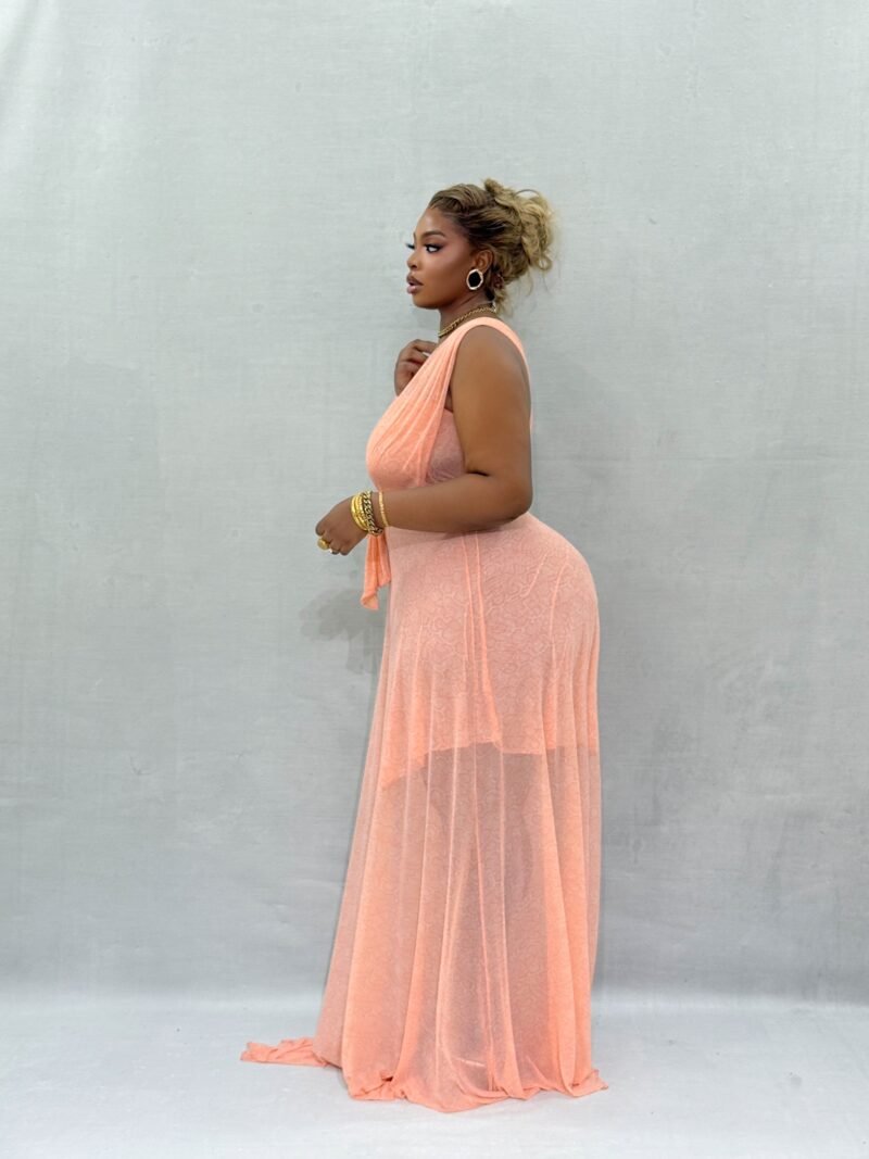 The Elegant Lady Maxi Dress(CORAL ORANGE) - Image 3