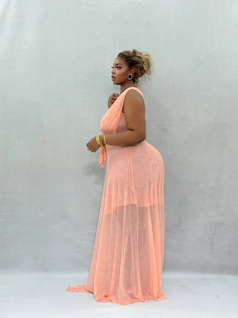 The Elegant Lady Maxi Dress(CORAL ORANGE) - Image 3