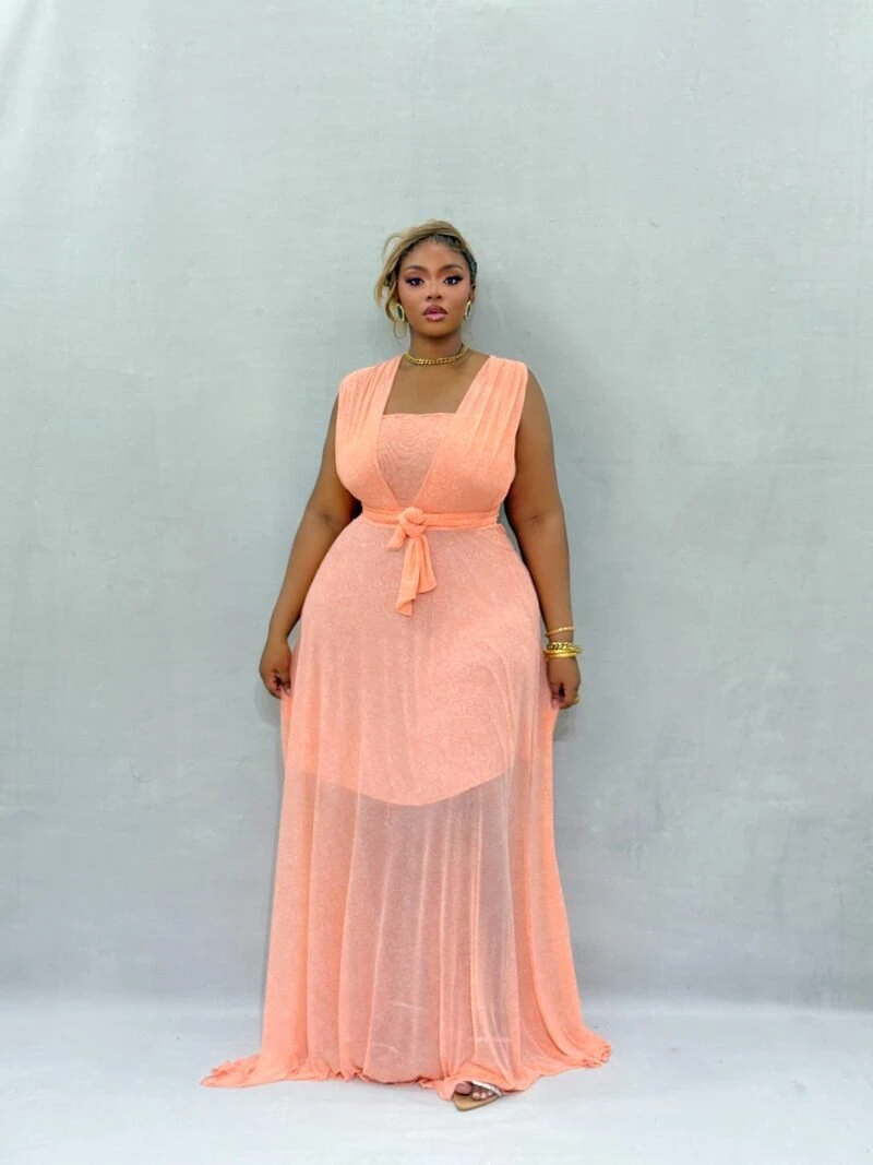 The Elegant Lady Maxi Dress(CORAL ORANGE)