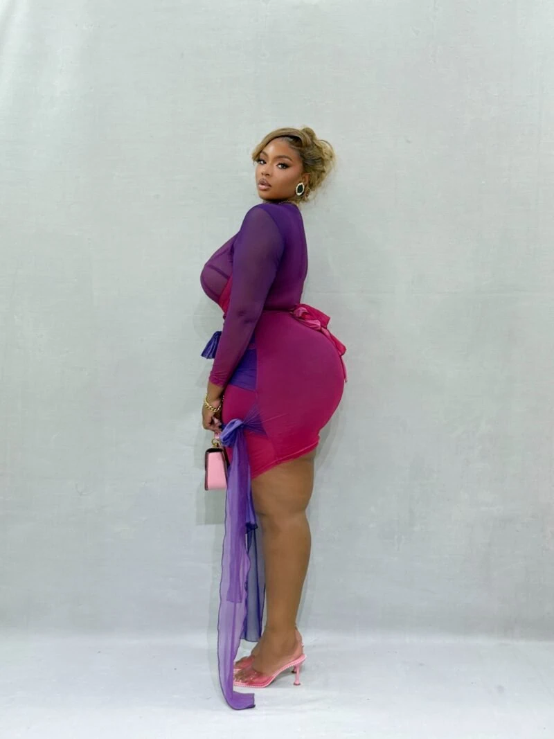 Purple Rain Sheer Mini Dress - Image 4
