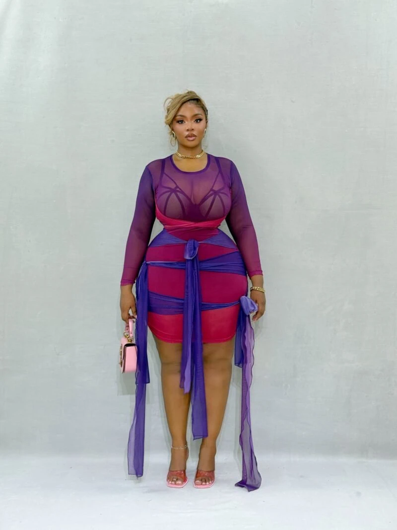 Purple Rain Sheer Mini Dress