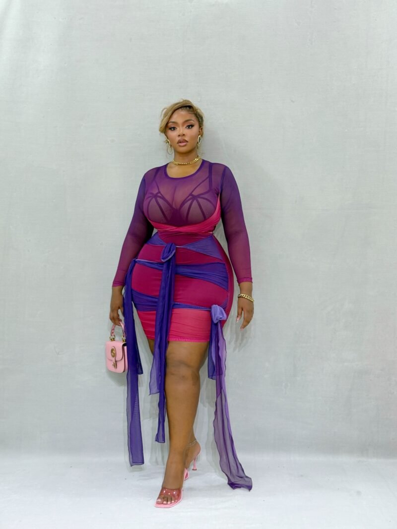 Purple Rain Sheer Mini Dress - Image 2