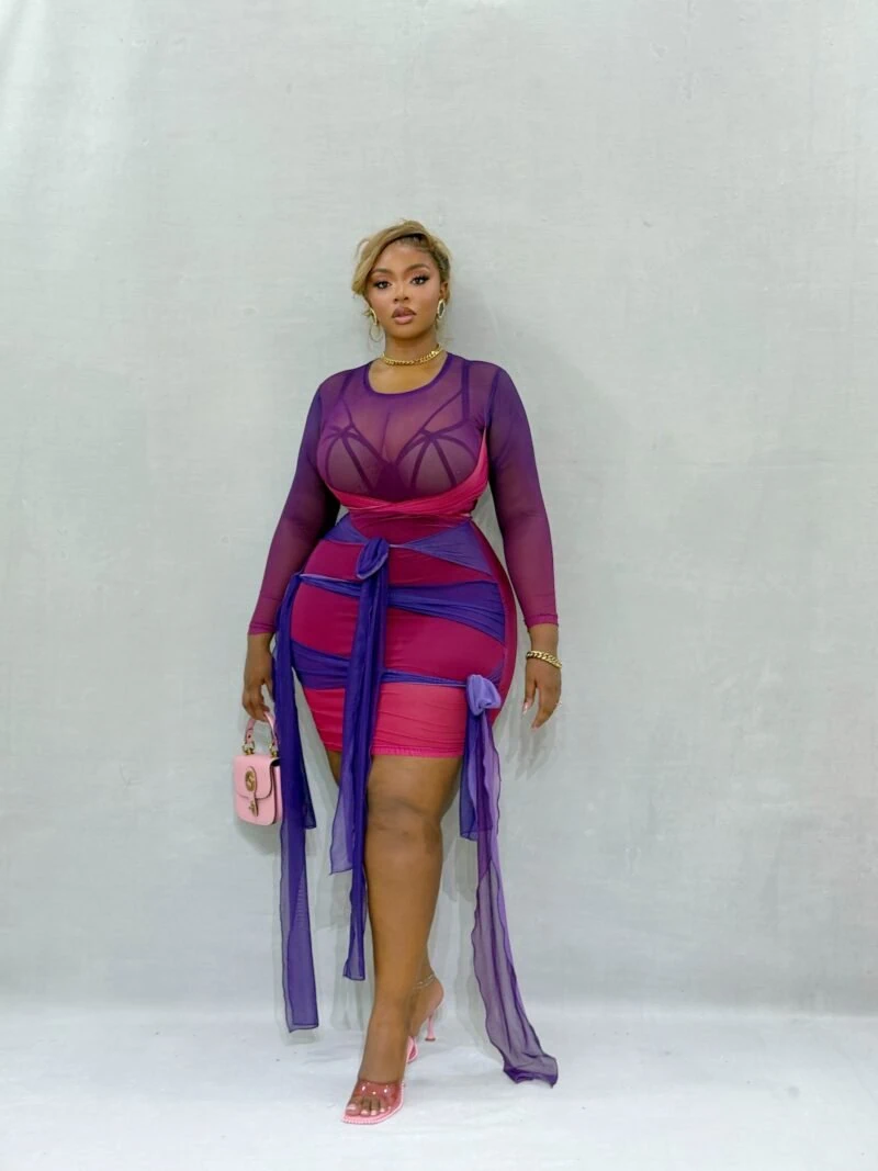 Purple Rain Sheer Mini Dress - Image 2