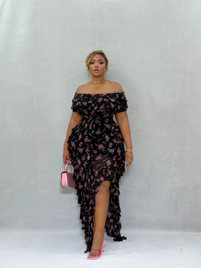 Black Rose Pink Bloom Dress - Image 5