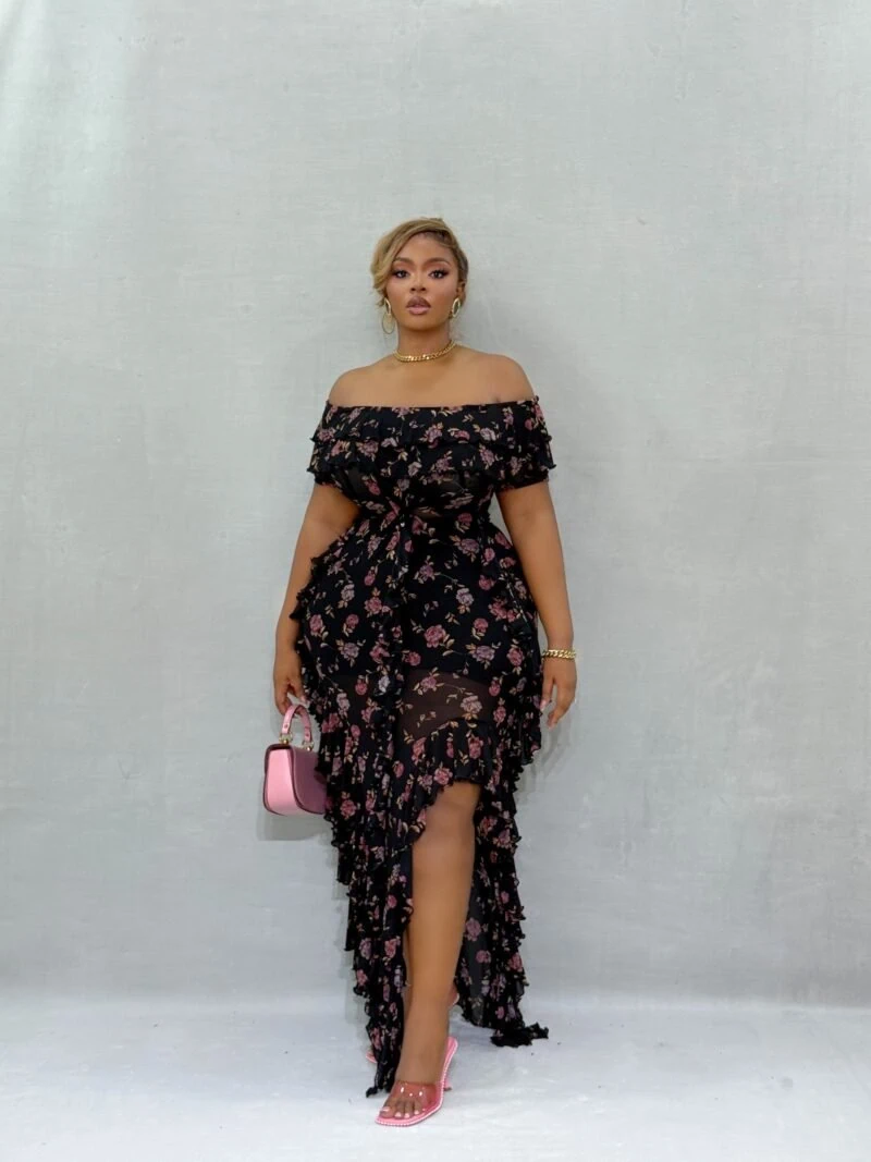 Black Rose Pink Bloom Dress - Image 5