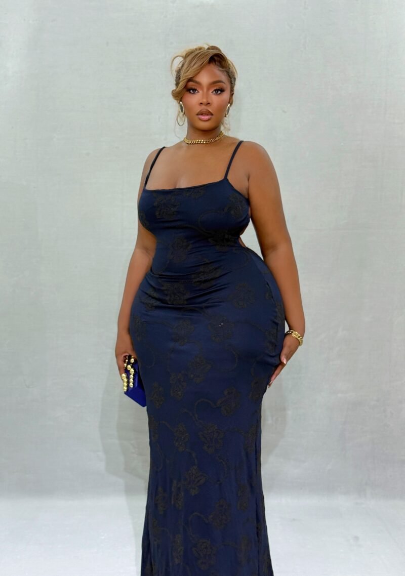 Navy Blue Embroidery Spaghetti