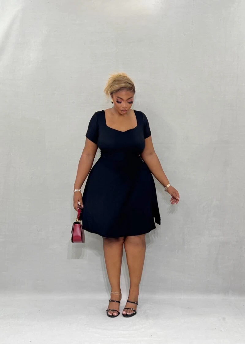 Queen Anne Black Mini Dress - Image 2
