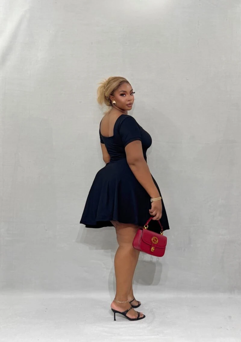 Queen Anne Black Mini Dress - Image 3