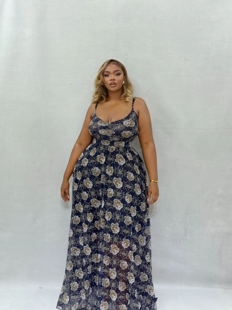 Indigo Bloom Maxi Dress