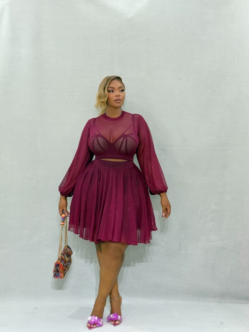 Toke Wine Skirt Set