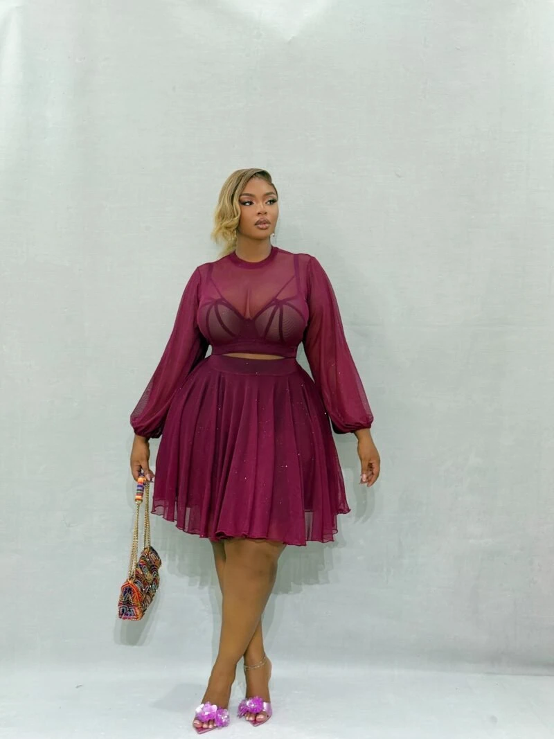 Toke Wine Skirt Set